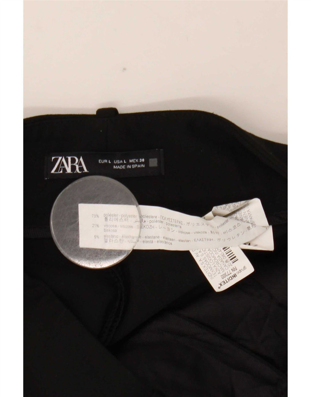 Damskie zwężane spodnie chino Zara, duże W30 L27, czarny poliester