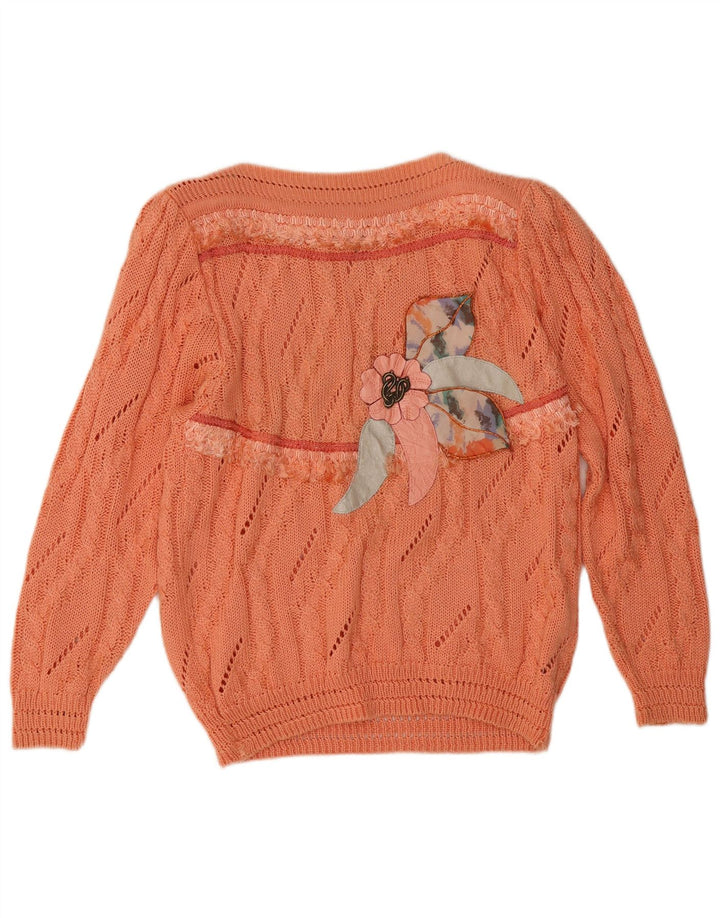 Damski sweter w stylu vintage z graficznym dekoltem w łódkę IT 42 Średni pomarańczowy