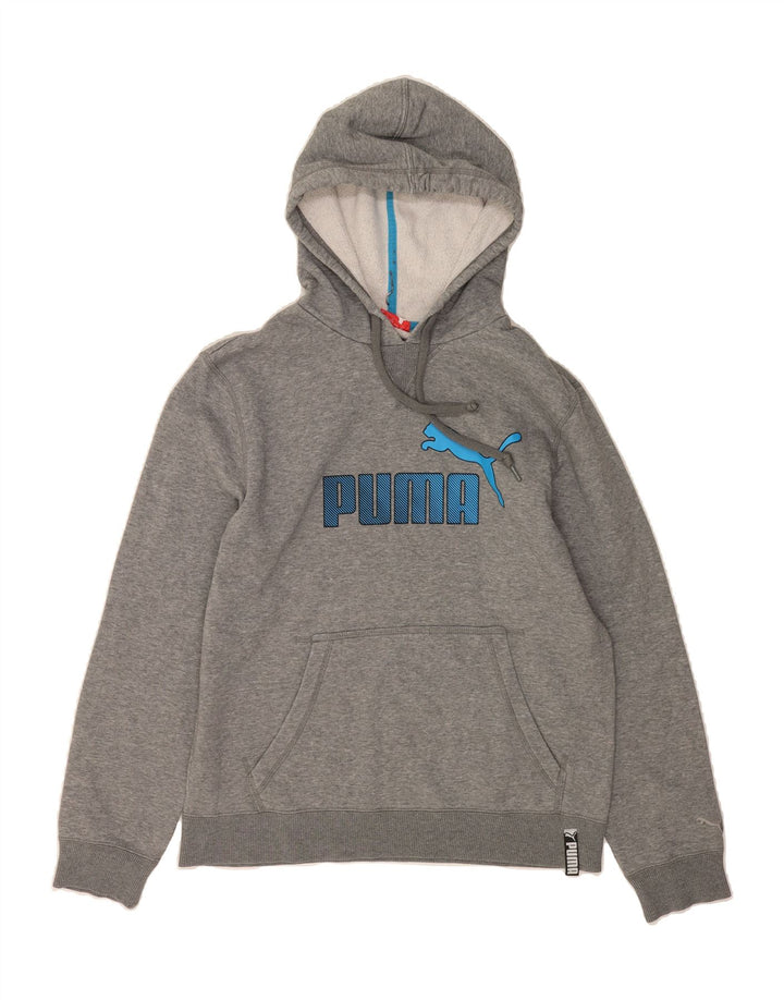 PUMA Mens Graphic Hoodie Jumper Medium Grey Cotton Vintage Puma and Second-Hand Puma from Messina Hembry 