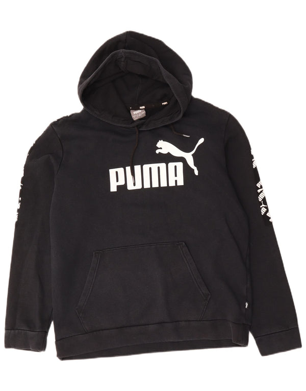 Męski sweter z kapturem Puma z grafiką, średni czarny, bawełniany