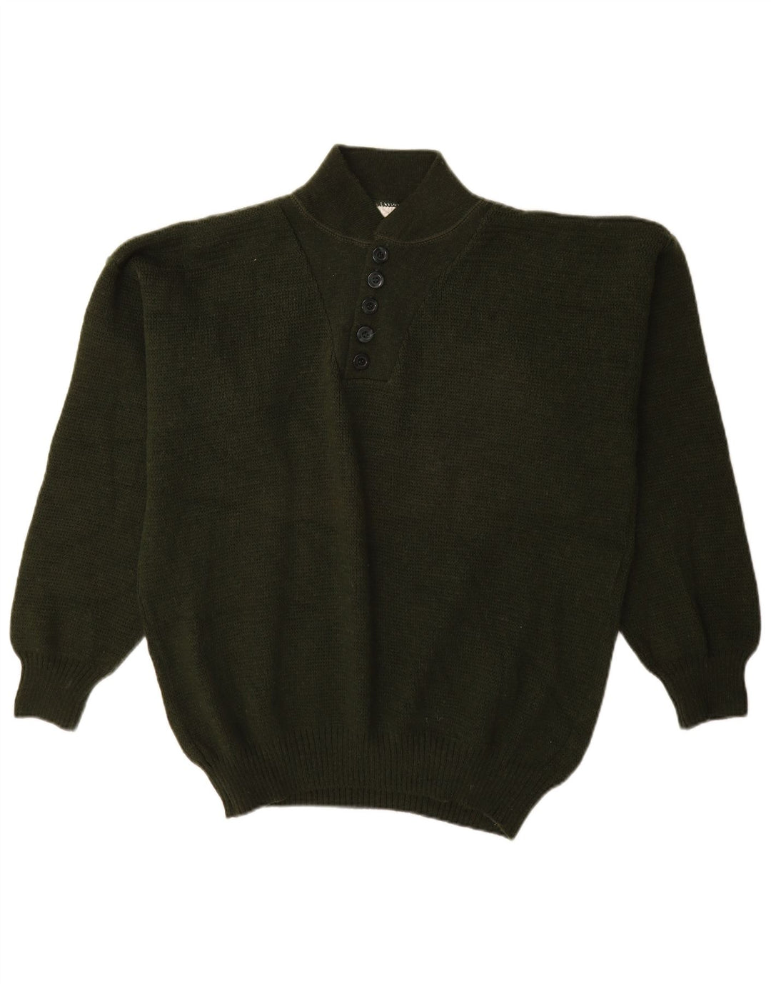 Męski sweter zapinany na guziki w stylu vintage, średni khaki, akryl