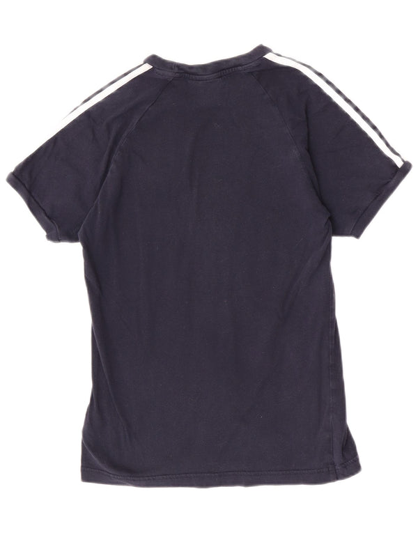 Damska koszulka graficzna Adidas Top UK 10, mała, granatowa, bawełniana