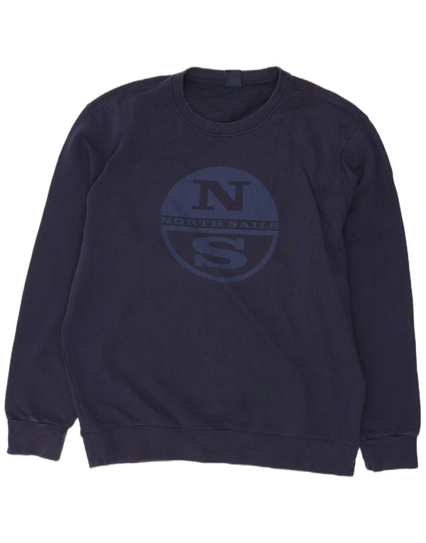 Męski sweter z grafiką North Sails, 3XL, granatowy, bawełniany