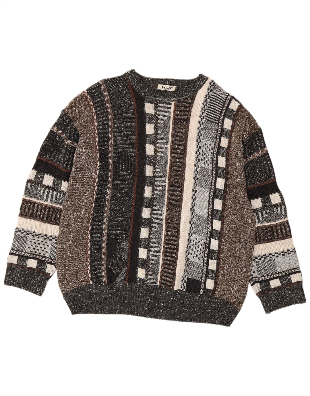 Męski sweter z okrągłym dekoltem VINTAGE UK 44 XL w wielokolorowe paski