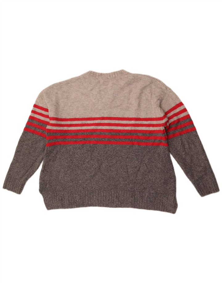 Marks & Spencer Damski sweter z okrągłym dekoltem, UK 16, duże, szare paski