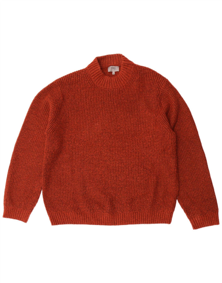 Marks & Spencer Męski sweter z golfem XL Bordowy, nakrapiany akryl