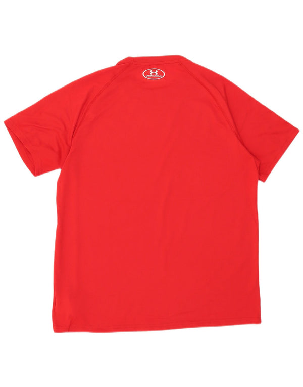 Męska koszulka t-shirt Under Armour Heat Gear, wykonana z poliestru w kolorze średniej czerwieni