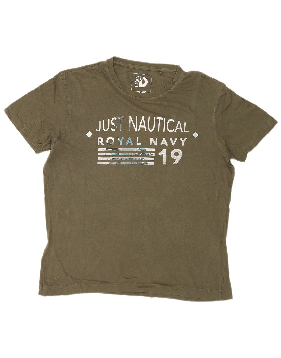 Męski T-shirt z grafiką Dack's, mały, bawełniany khaki