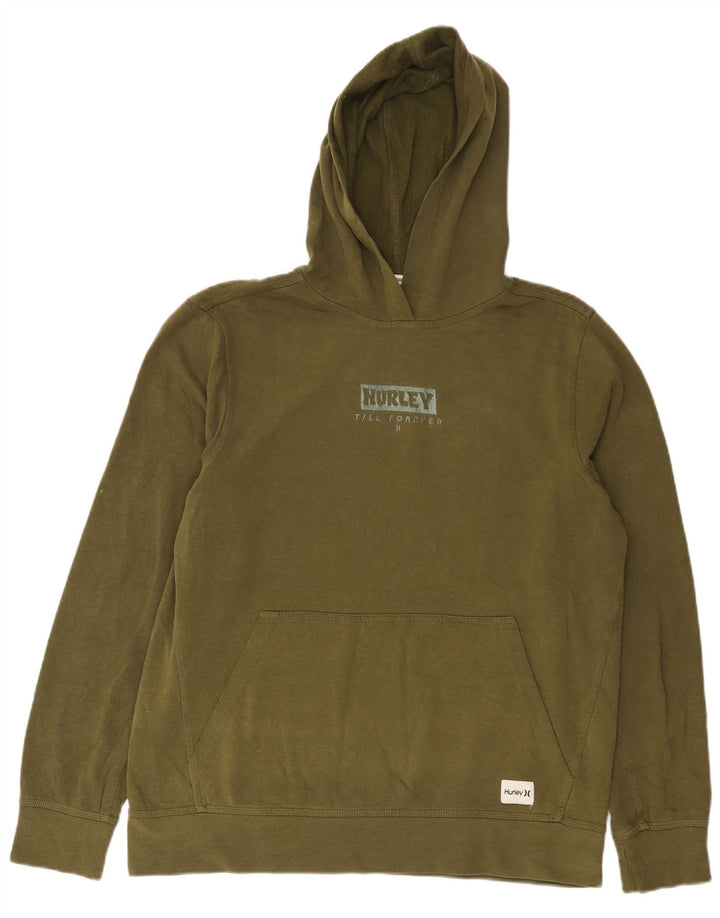 Męski sweter z kapturem Hurley z grafiką, średniej wielkości bawełna khaki
