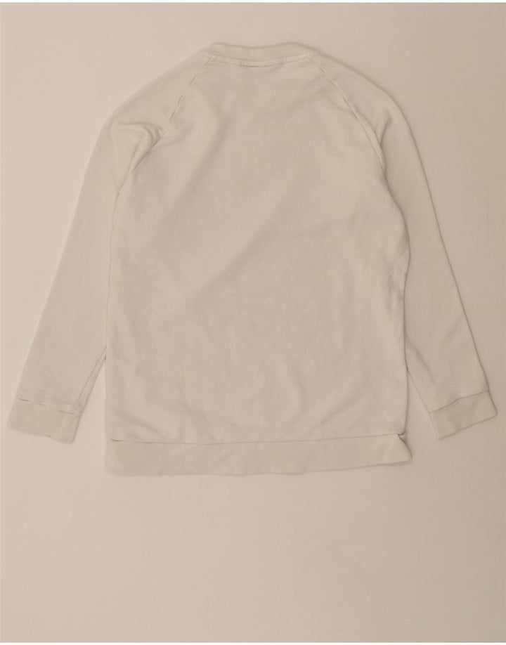 ADIDAS Womens Oversized Graphic Sweatshirt Jumper UK 8 Small White Vintage Adidas and Second-Hand Adidas from Messina Hembry 