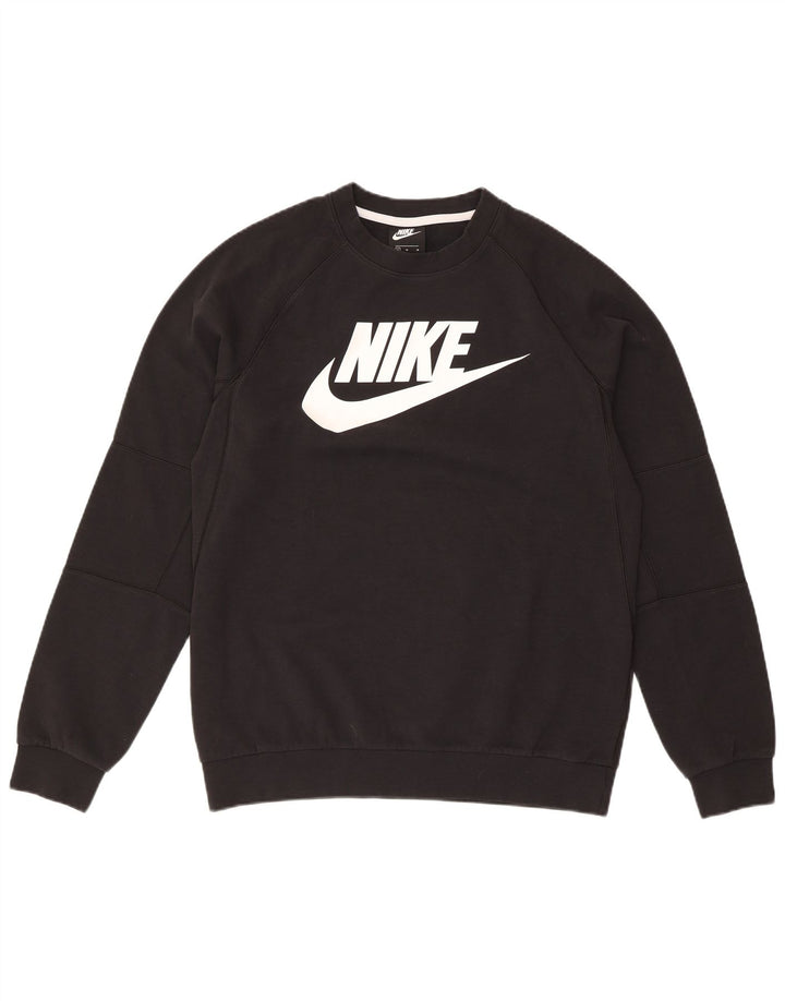 Męski sweter z grafiką Nike, średni czarny, bawełniany