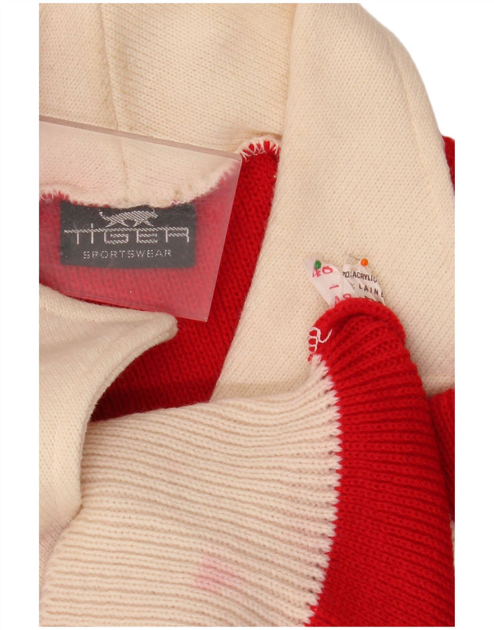 Damski sweter polo w stylu vintage IT 48 XL, akryl w kolorze czerwonym