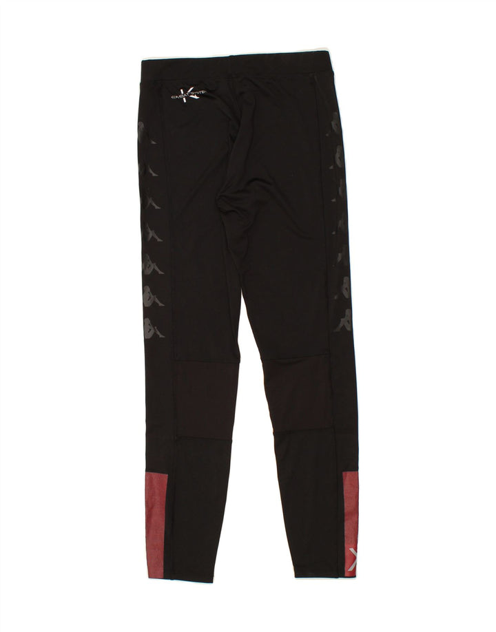 KAPPA Womens Graphic Leggings UK 14 Medium Black Polyester Vintage Kappa and Second-Hand Kappa from Messina Hembry 