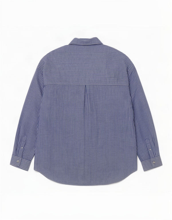 Zara Womens Oversized Shirt UK 10 Small Blue Pinstripe Linen