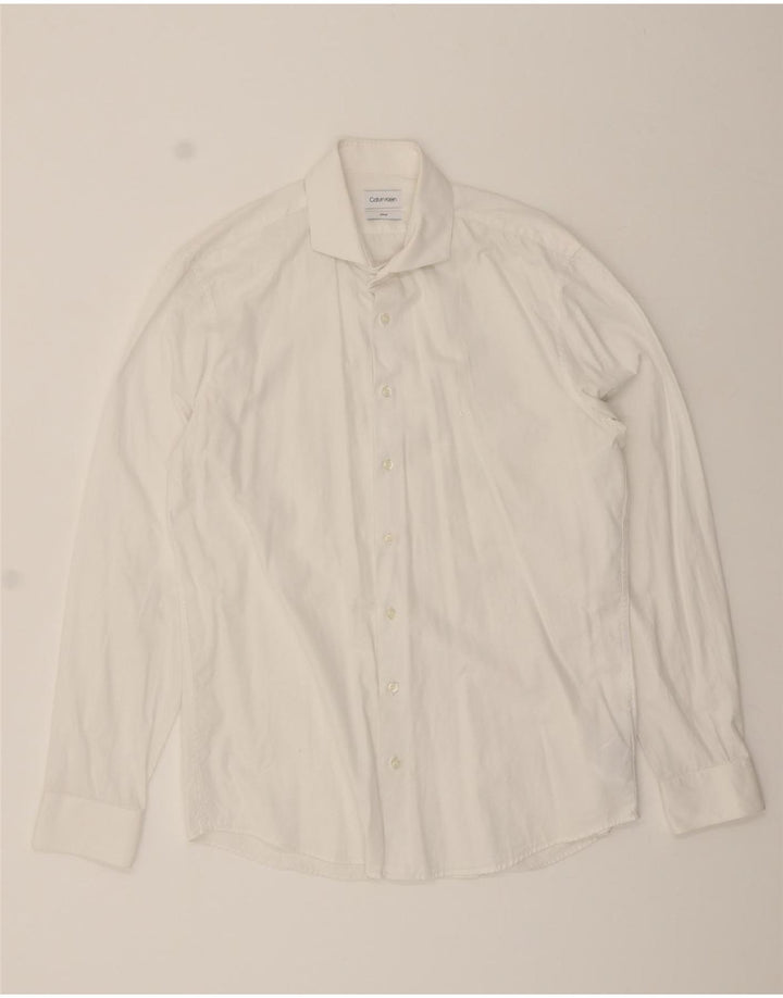 CALVIN KLEIN Mens Fitted Shirt Size 41 16 Large White Cotton Vintage Calvin Klein and Second-Hand Calvin Klein from Messina Hembry 