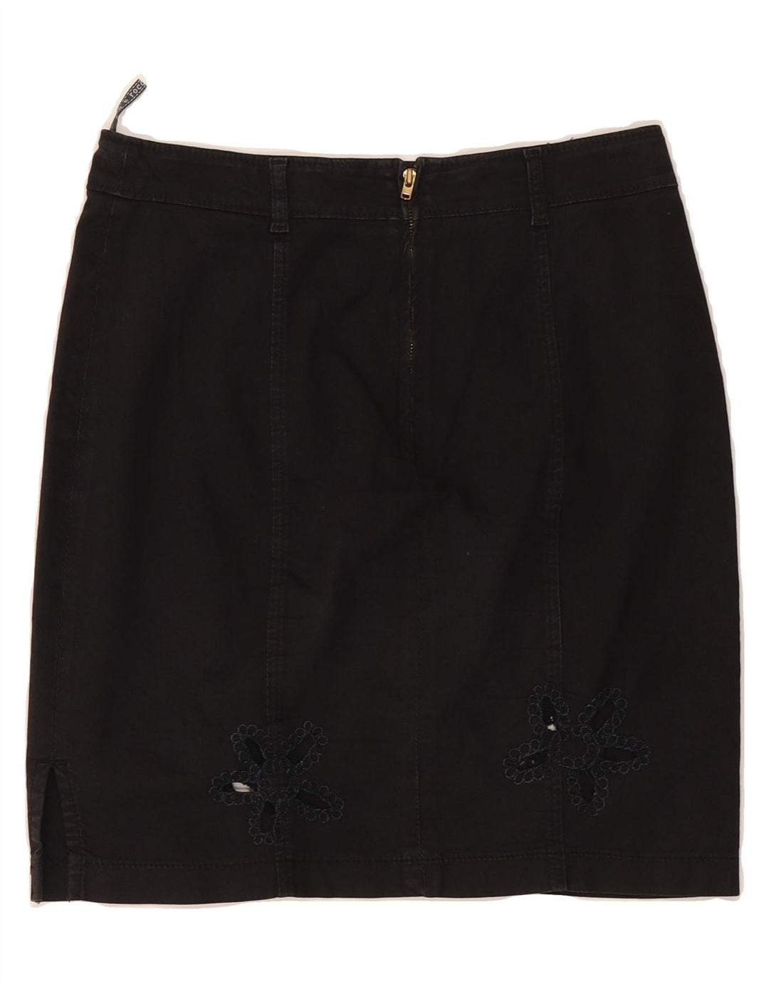 ROCCOBAROCCO Womens Straight Skirt IT 44 Medium W30  Black Cotton Vintage Roccobarocco and Second-Hand Roccobarocco from Messina Hembry 