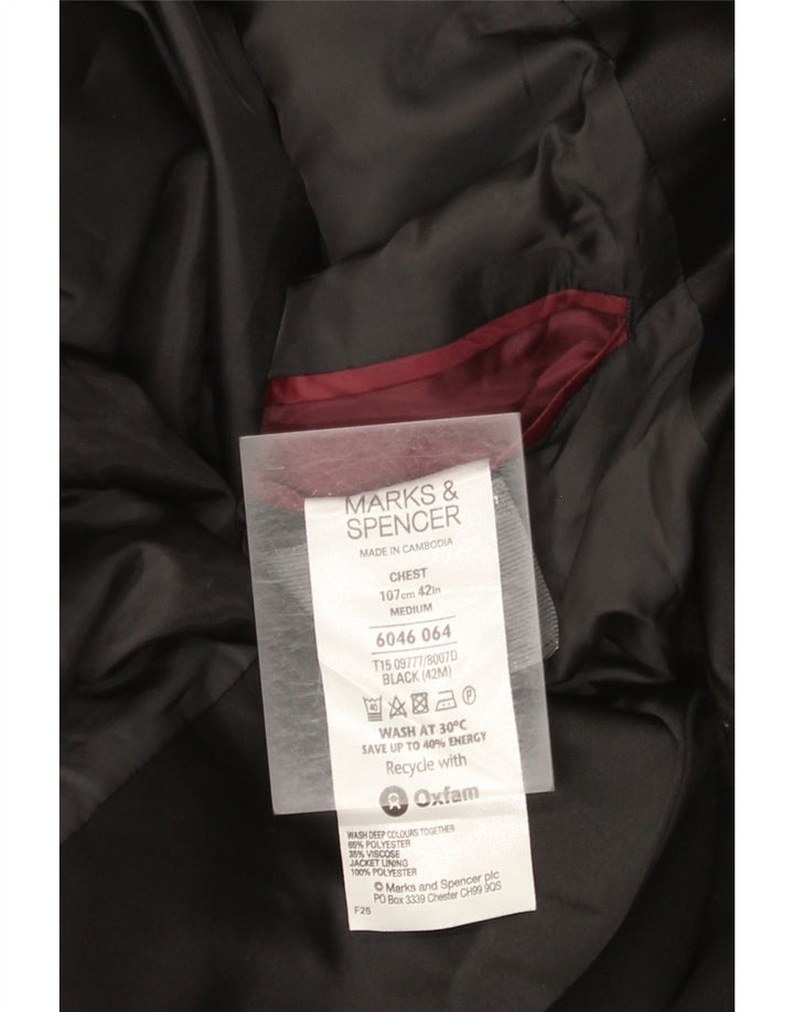 Marks & Spencer Męska marynarka zapinana na 2 guziki, UK 38, średni czarny poliester