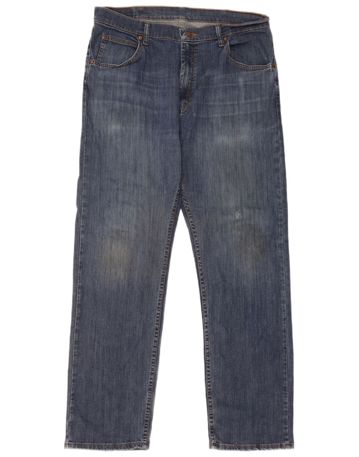 Wrangler Męskie proste dżinsy W36 L32 Niebieskie bawełniane