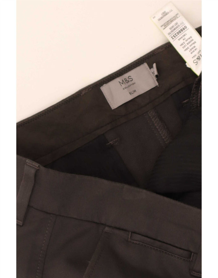 Marks & Spencer Damskie spodnie typu slim chino W34 L33 Szara bawełna