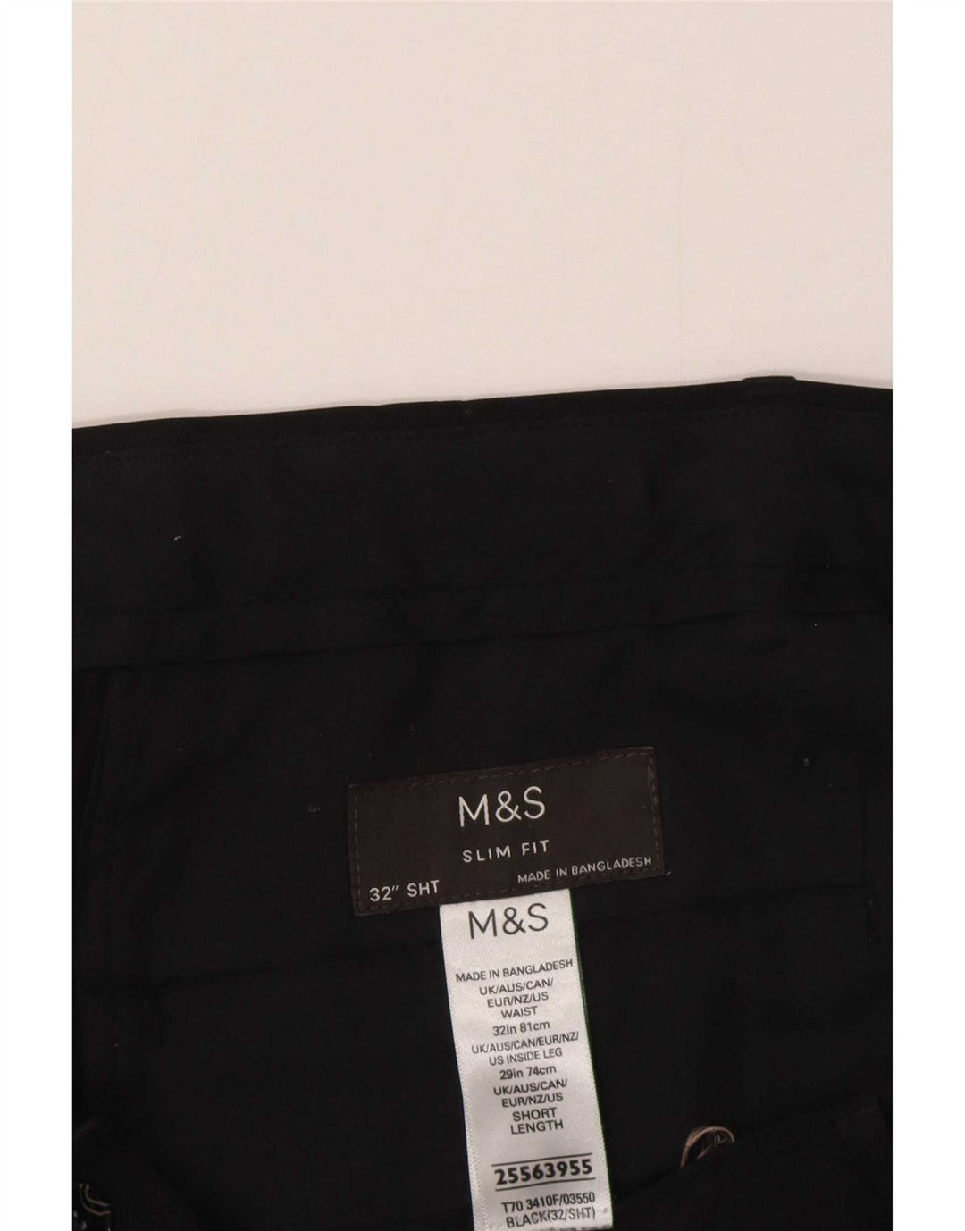 Marks & Spencer Męskie spodnie chino o dopasowanym kroju W32 L29 Czarny poliester