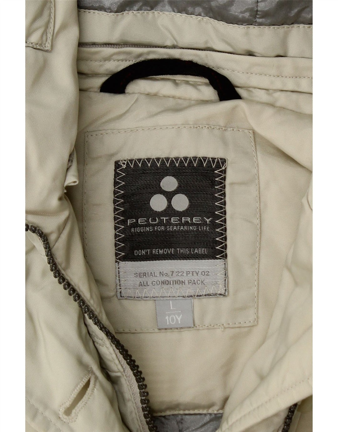 PEUTEREY Dziewczęca kurtka użytkowa z kapturem, duża, na 9-10 lat, w kolorze złamanej bieli, z poliamidu