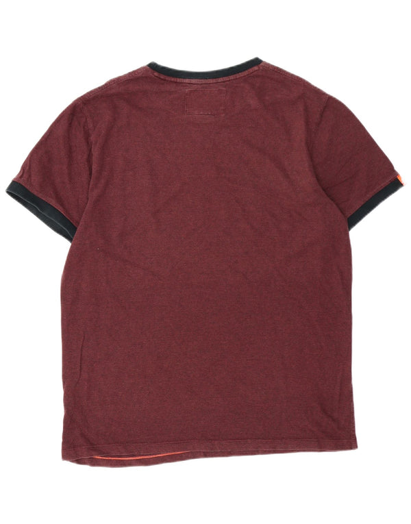 SUPERDRY Męski T-shirt Top XL Burgundowa Bawełniana