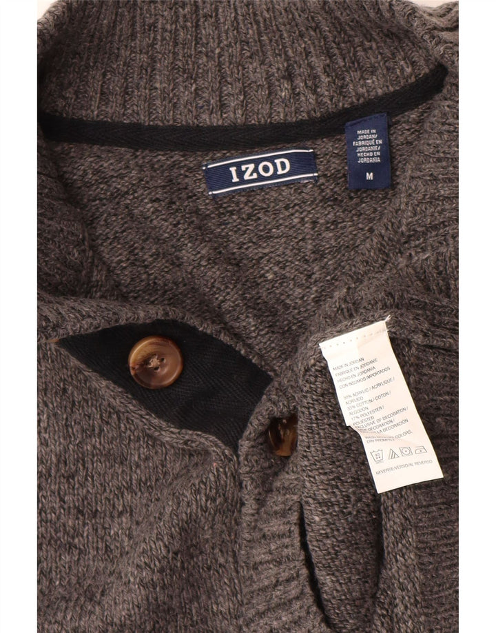 Męski sweter zapinany na guziki Izod Średni szary, nakrapiany akryl