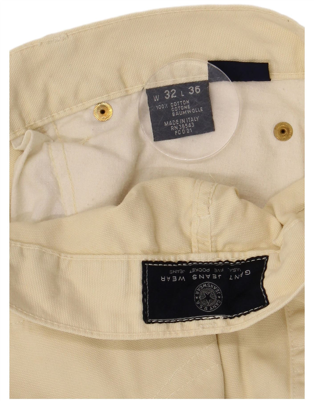 Męskie proste spodnie codzienne GANT W32 L29 Żółta bawełna