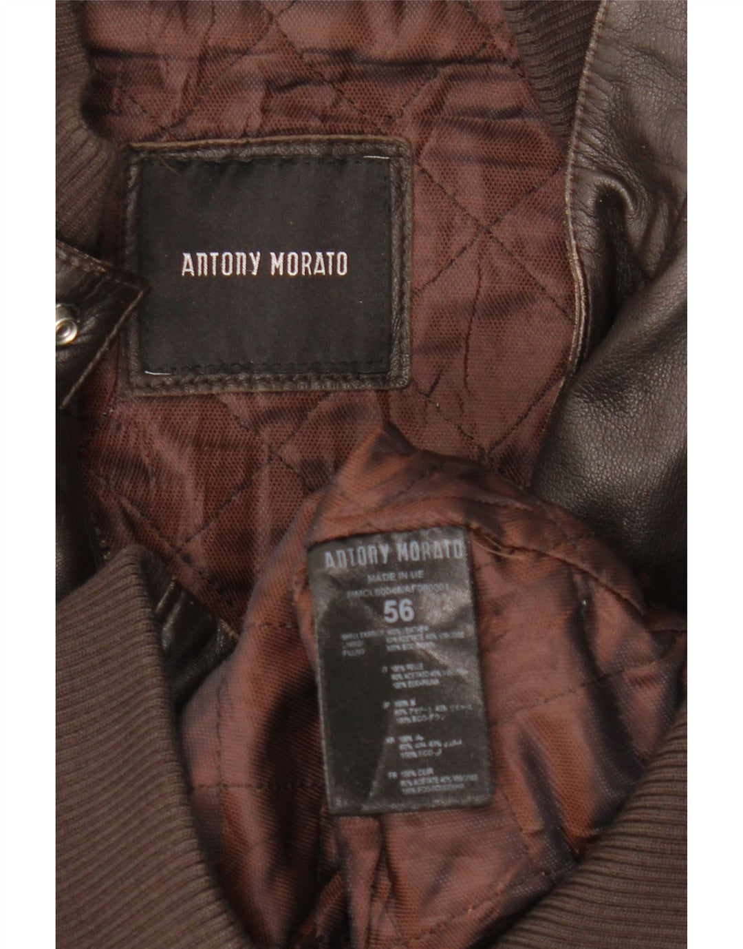 Antony Morato Męska skórzana kurtka UK 40 Duża brązowa skóra
