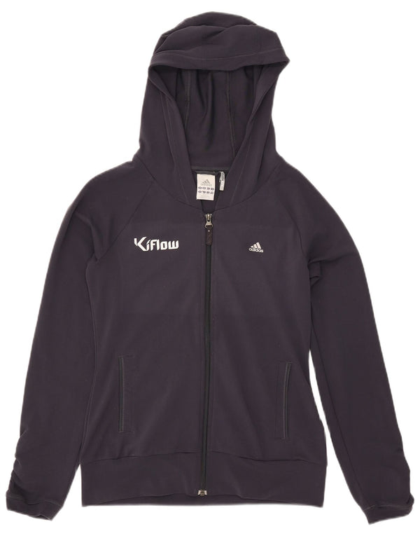 Damska bluza z kapturem Adidas z grafiką i zamkiem błyskawicznym UK 12 Średni granatowy poliester