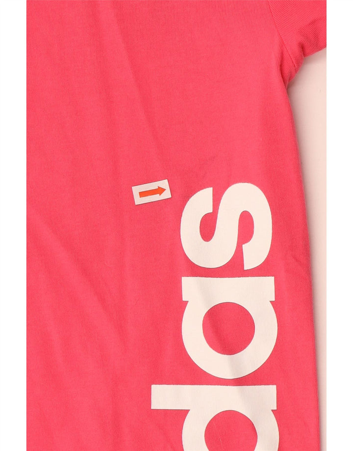 Dziewczęca koszulka ADIDAS Climalite z grafiką, 13-14 lat, różowa, bawełniana