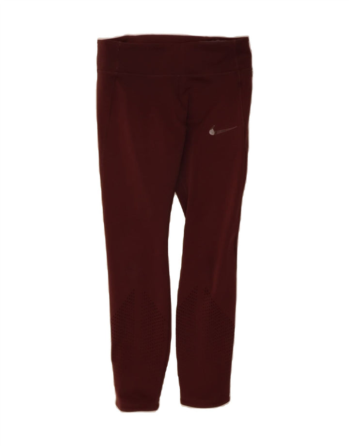 NIKE Womens Dri Fit Leggings UK 12 Medium  Burgundy Polyester Vintage Nike and Second-Hand Nike from Messina Hembry 