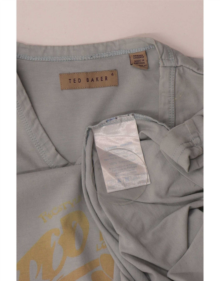 Męski T-shirt z grafiką Ted Baker, rozmiar 4, duży, niebieski, bawełniany