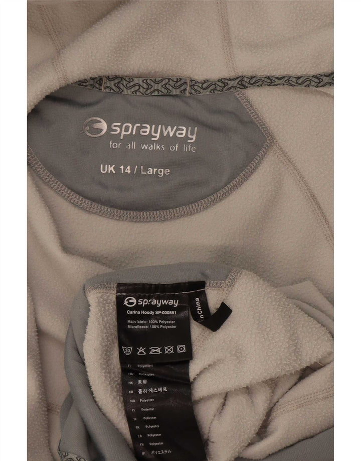 Damska kurtka polarowa z kapturem Sprayway UK 14, duża, biała, poliestrowa