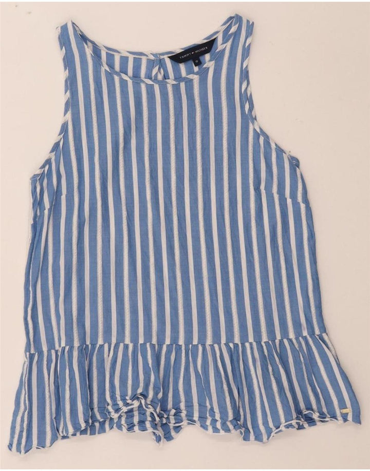 TOMMY HILFIGER Womens Sleeveless Blouse Top US 10 Large Blue Striped Vintage Tommy Hilfiger and Second-Hand Tommy Hilfiger from Messina Hembry 