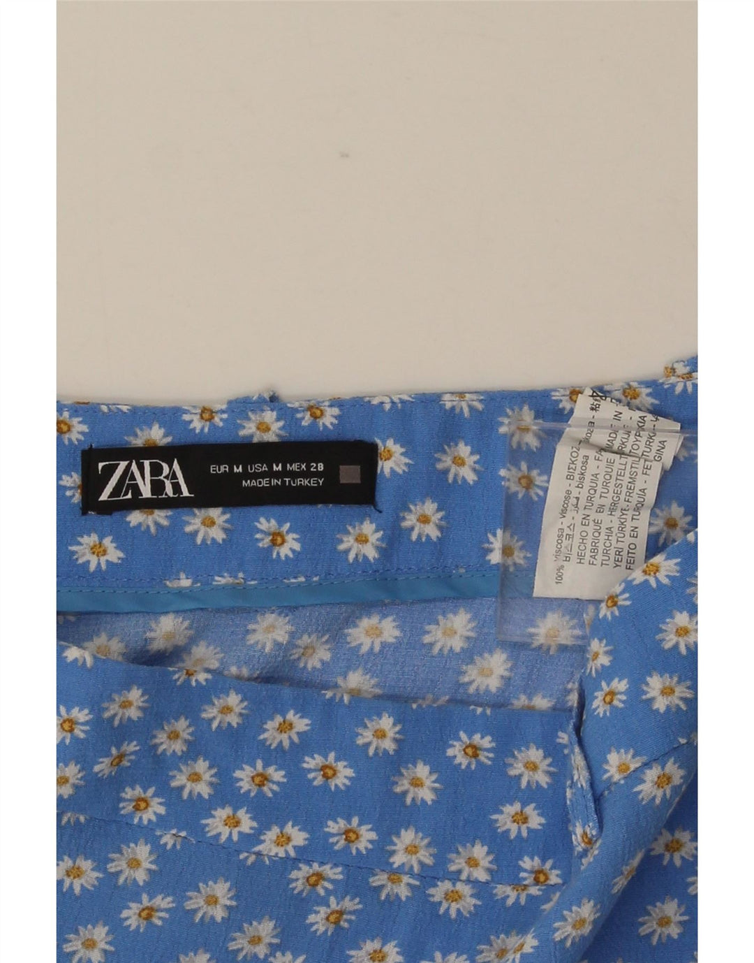 Damska spódniczka mini Zara Medium W28 Niebieska wiskoza w kwiaty