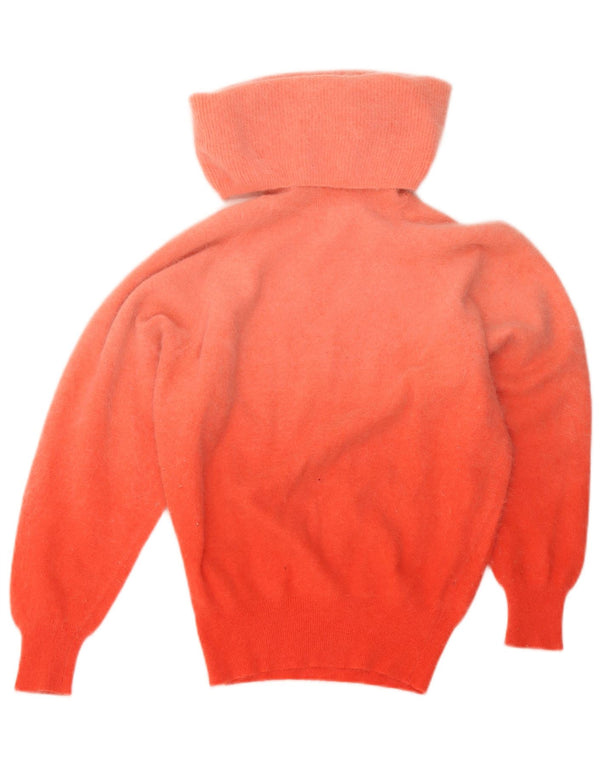 Sweter damski w stylu vintage z wywijanym dekoltem UK 6 XS, pomarańczowy, blok kolorów