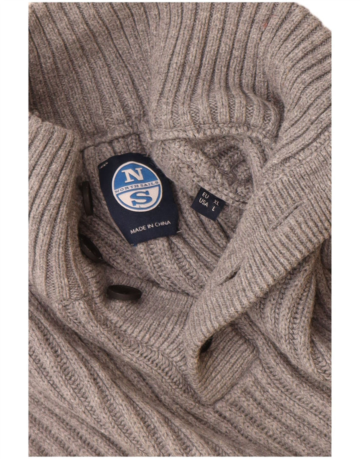 Męski sweter zapinany na guziki North Sails XL, szary, bawełniany