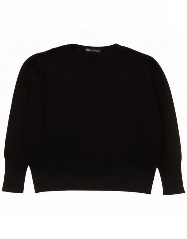 Marks & Spencer Damski sweter z dekoltem w łódkę UK 24 4XL Czarna wiskoza