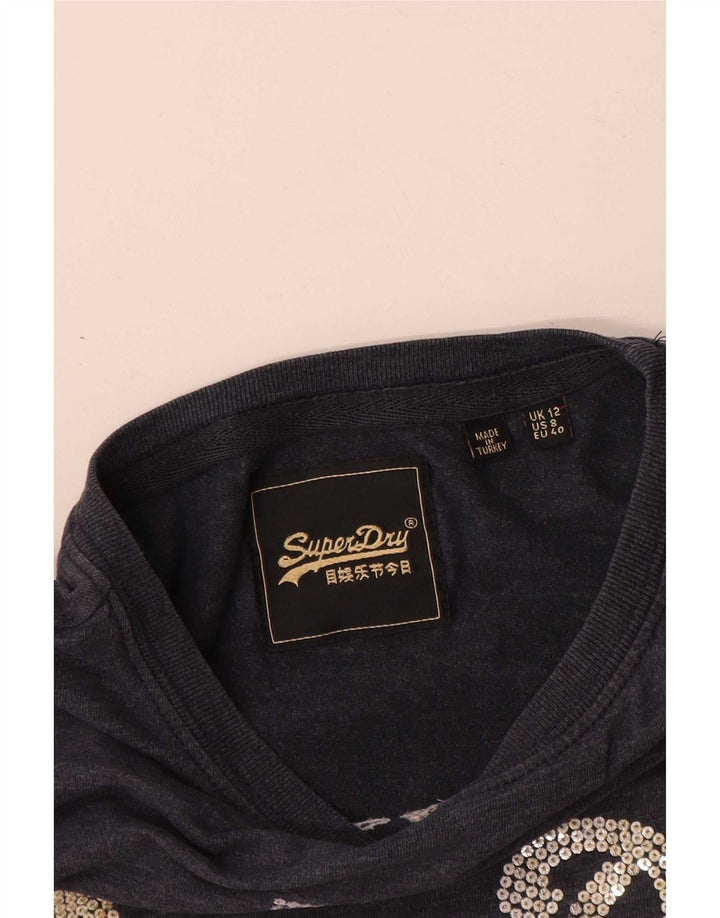 Damski T-shirt Superdry z grafiką Top UK 12 Średni Szary