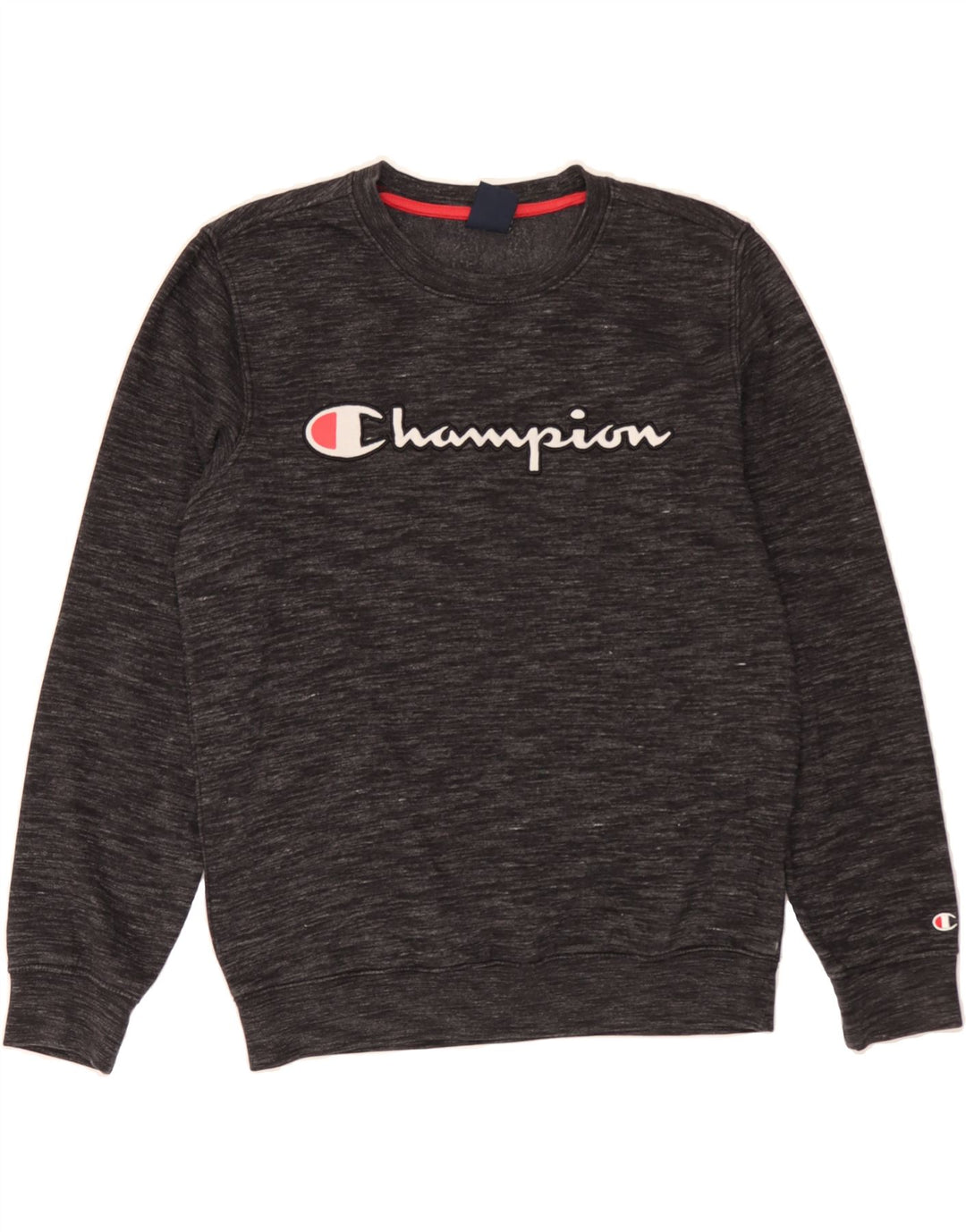 CHAMPION Mens Graphic Sweatshirt Jumper Medium Black Flecked Vintage Champion and Second-Hand Champion from Messina Hembry 