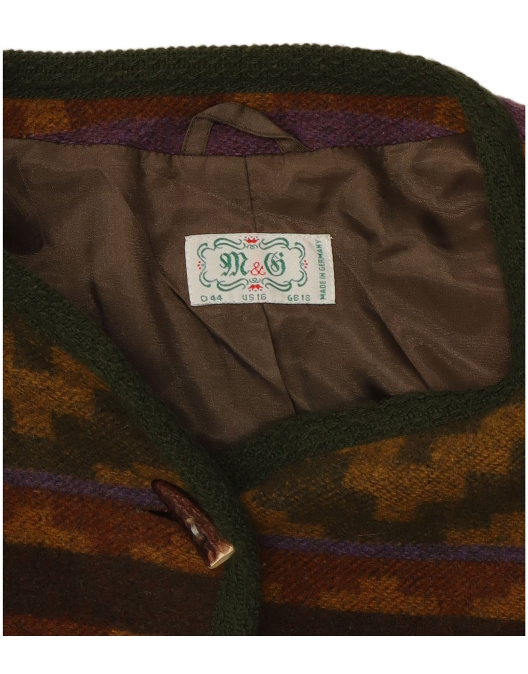 Sweter damski w stylu vintage, UK 18 XL, wielobarwna, geometryczna wełna