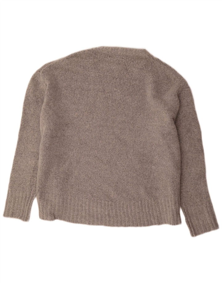 Damski sweter oversize Zara z dekoltem w łódkę UK 14 Średni szary akryl