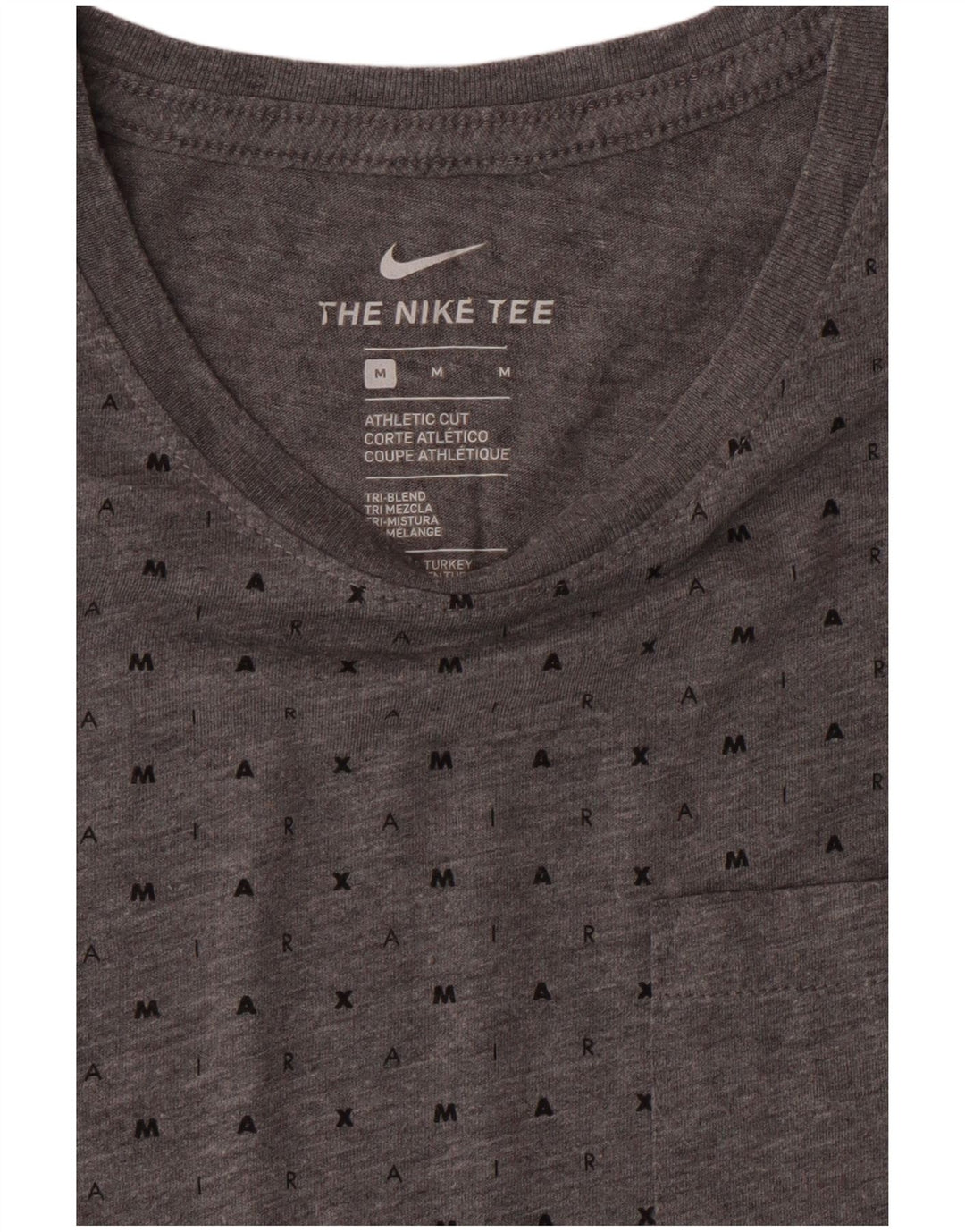 NIKE Mens Athletic Cut T-Shirt Top Medium Grey Geometric Polyester