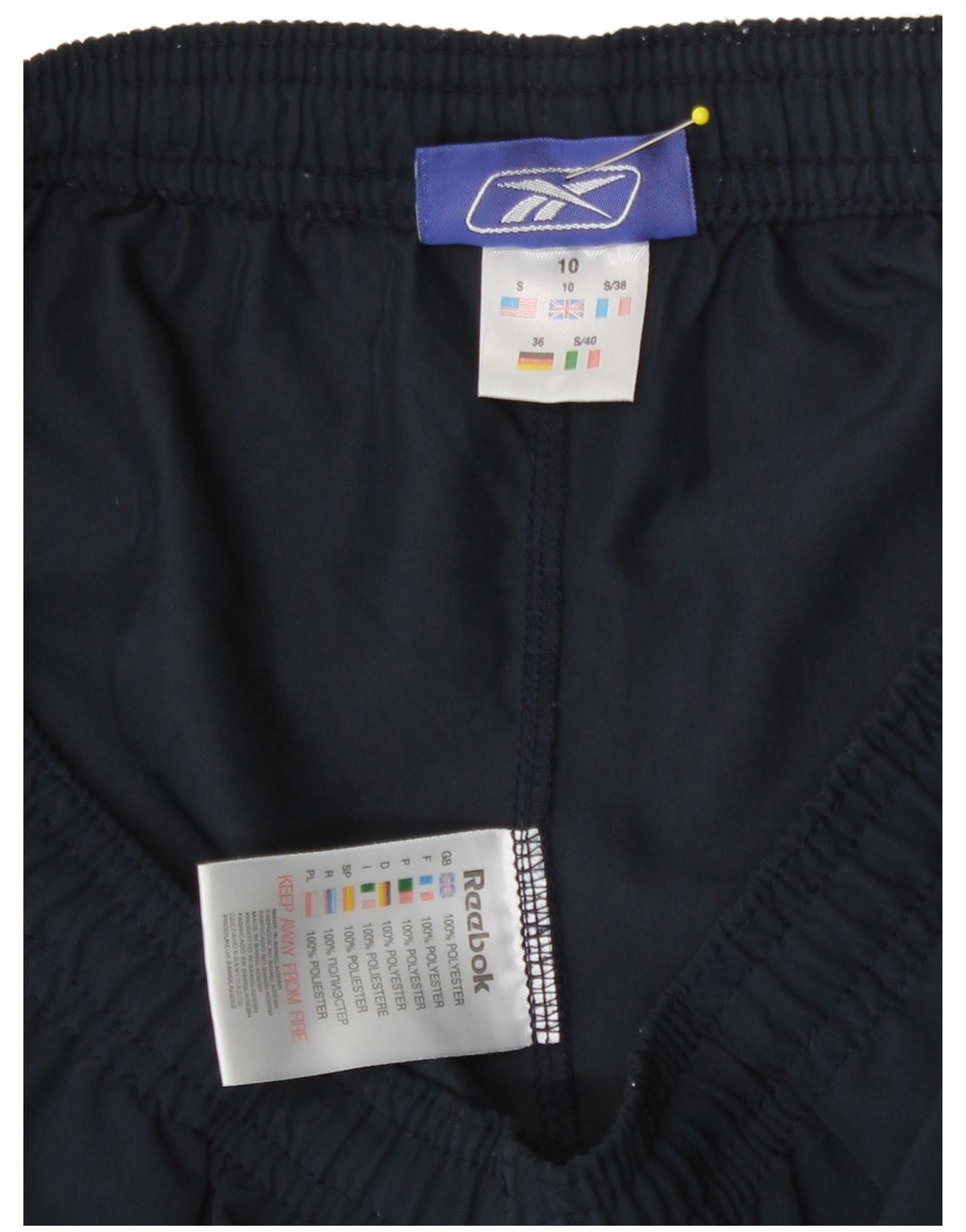 Damskie spodnie dresowe Reebok UK 10, małe, granatowe, poliestrowe