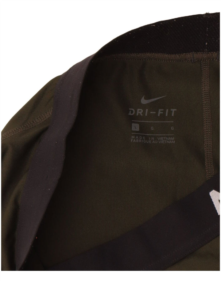 Damskie legginsy NIKE Dri Fit Graphic UK 14, duże, poliestrowe w kolorze khaki