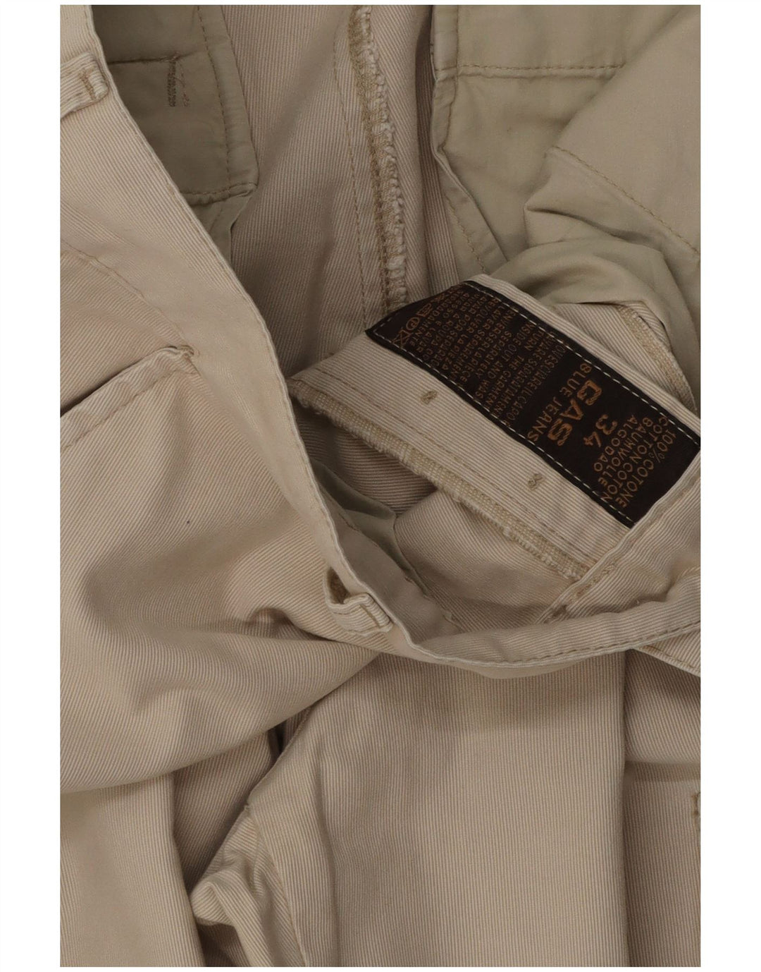 Męskie proste spodnie cargo Gas W34 L32 Beżowa bawełna