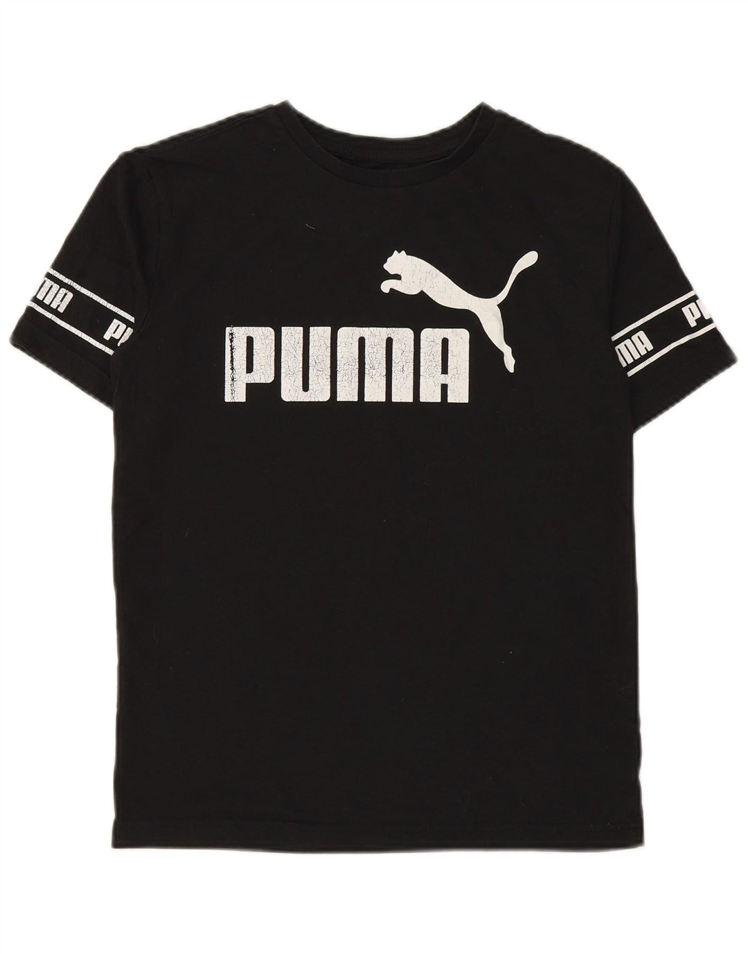 Chłopięcy T-shirt z grafiką PUMA, rozmiar 13-14 lat, duży, czarny, bawełniany