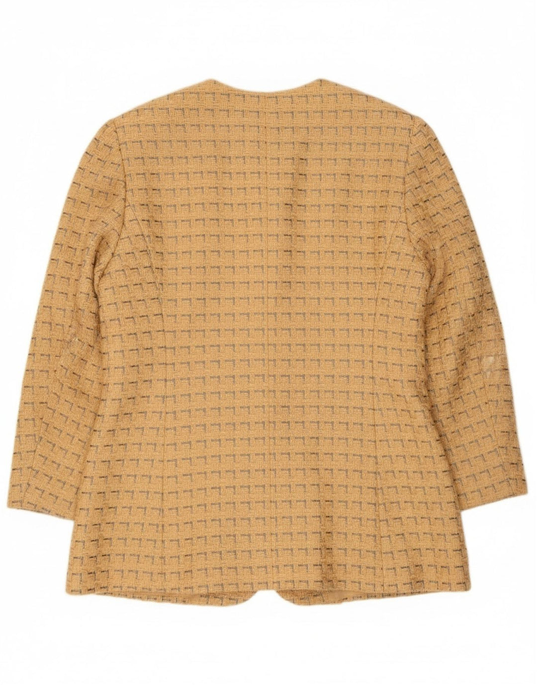 Damska marynarka Jaeger zapinana na 5 guzików UK 12, średnia żółta geometryczna bawełna