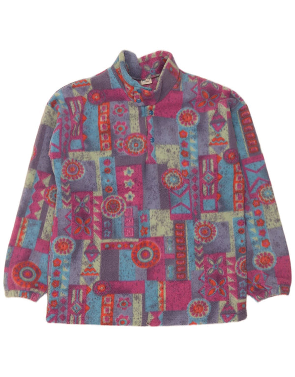Męski sweter polarowy w stylu vintage, zapinany na guziki, XL, wielobarwny, geometryczny poliester